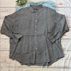 POLO Ralph Lauren Black White Gingham Linen Button Down Shirt sz 4XLT